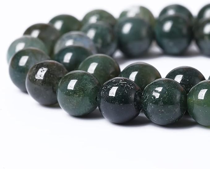 90PCS 4mm Natural Green Moss Agate Beads Gemstone Round Loose Spacer Beads for Jewelry Making DIY Bracelet Necklace Earrings 15" Inch(Moss Agate Beads, 4mm)