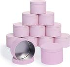 Candle Tins with Lids, 3 Wicks Candle Jars 14oz/420ml Candle Containers 12 Pack Seamless Bulk Candle Containers for Candle Making Supplies Wholesale Empty Candle Jars - Pink
