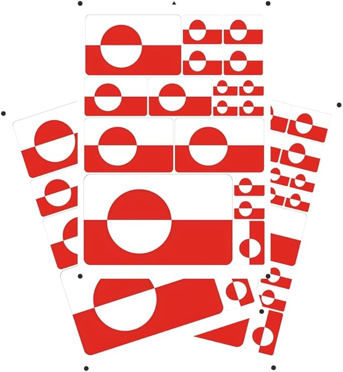 World Seven Continents Most Country Greenland Flag Stickers Different Sizes Sticker (White Greenland)