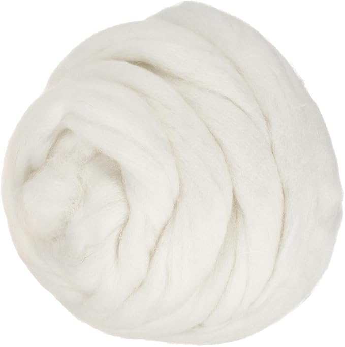 PATIKIL Wool Roving Yarn, 150G/5.3OZ Soft Felting Wool Pure Chunky Roving Yarn Bulk for Needle Felting Knitting Blanket Spinning Weaving DIY Craft, White