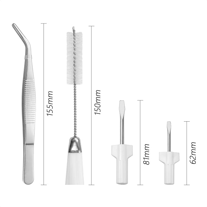 FIKLOTA 4-Piece Sewing Machine Cleaning Repair Tool Kit Includes Tweezers, Double Headed Lint Brush, Screwdrivers for Repair Overlock, Serger Service and More Sewing Machines