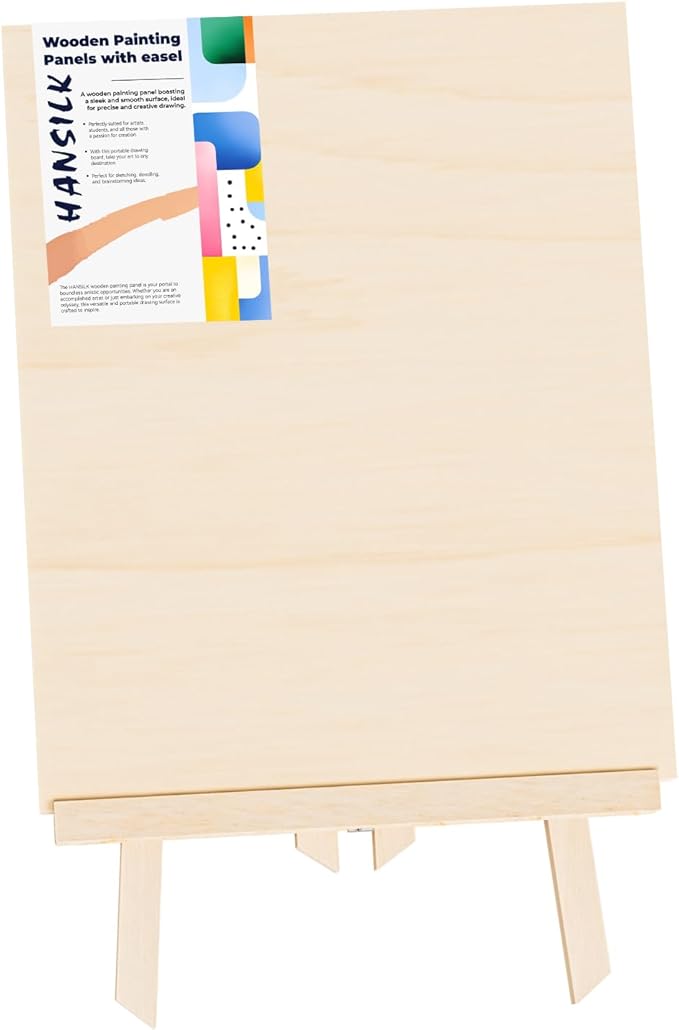 Unfinished Wood Canvas Panels for Painting, 8×10" Basswood Canvas- 1/2" Deep Cradle Board with Easel for Acrylic and Oil Painting, Pouring Art, Crafting