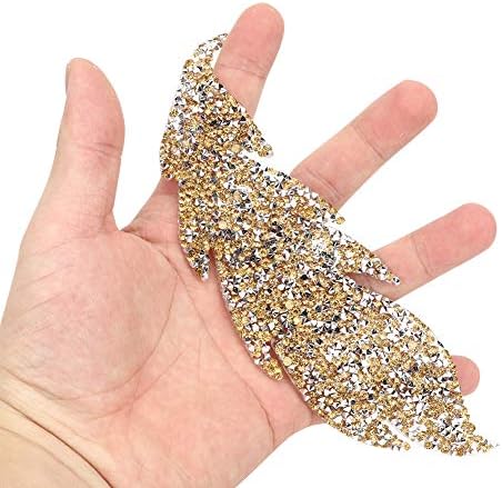 Rhinestones Patches, 5Pcs Leaves Pattern Iron on Applique for DIY Clothes, Rhinestone Embellishments for T Shirts, Backpacks, Craft Projects