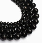 45pcs 8mm Natural Stone Beads Black Obsidian Beads Crystal Gemstone for Jewelry Making, DIY Bracelet Necklace