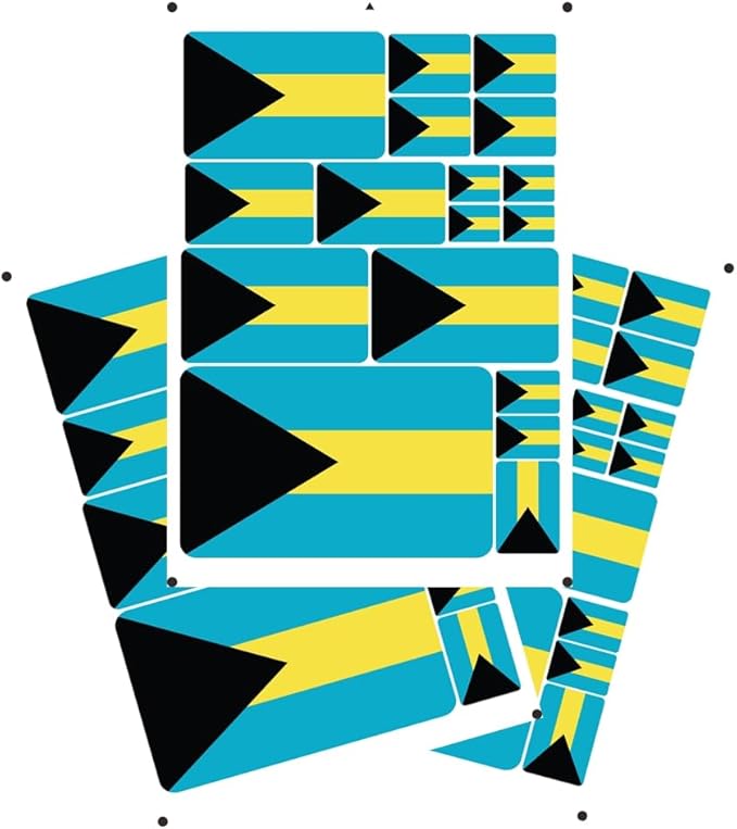 World Seven Continents Most CountryBahamas Flag Stickers Different Sizes Sticker (Yellow Bahamas)