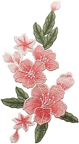 Sew on Lily Floral Patches, Embroidered Flower Appliques for DIY Clothing, Jackets, Jeans, Backpacks, Hats, Arts Craft Sew Making (Pink Lily)