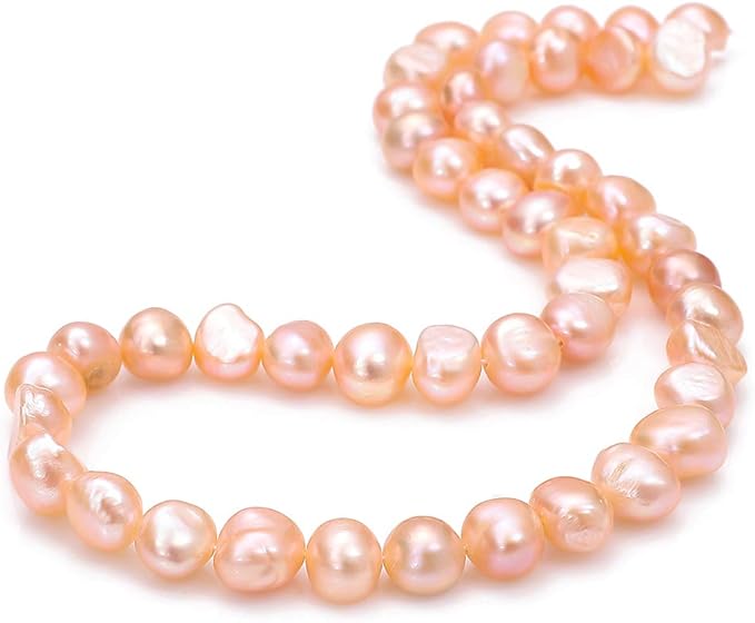 Natural Pearl Beads Side Hole 7-8mm Pink Freshwater Cultured Loose Gemstone Beads for DIY Jewelry Making 13.8''/Strand