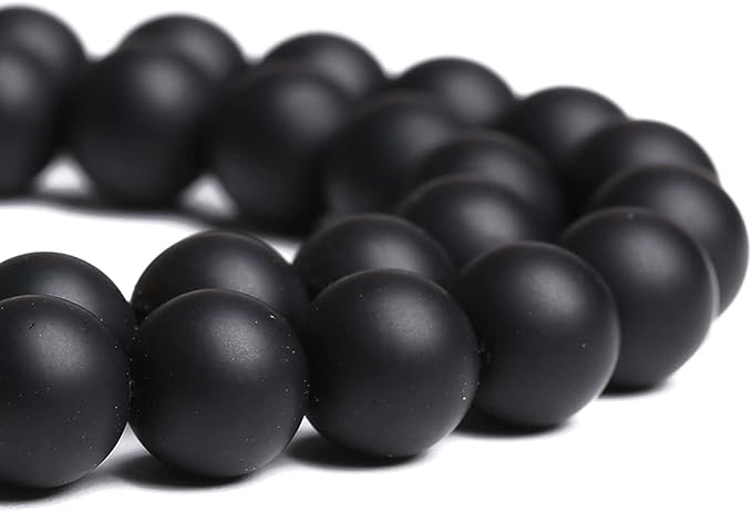10MM 38PCS Natural Stone Matte Black Agate Loose Beads for Jewelry Making DIY Bracelet Necklace