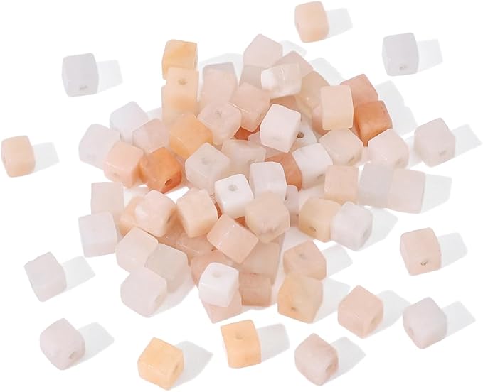 Natural Pink Aventurine Square Stone Beads 4x4mm 85pcs Cube Loose Semi Gemstone Beads for Jewelry Making Design