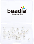 Silver Plated Round Spacer Beads 6mm 30pcs for Jewelry Making Findings Non Tarnish