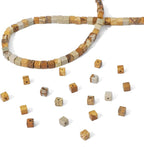 Natural Brown Picture Jasper Square Stone Beads 4x4mm 85pcs Cube Loose Semi Gemstone Beads for Jewelry Making Design