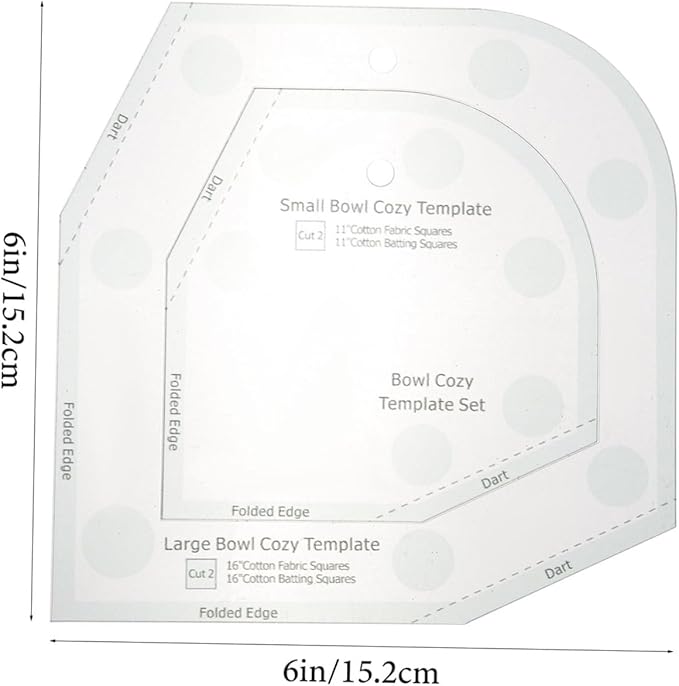 EXCEART Acrylic Sewing Template Ruler for Quilting and Patchwork with Bowl Cozy Pattern Lightweight Durable Acrylic for Home and Craft Use 3 Sizes