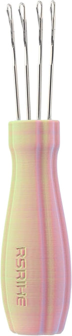 RSRIHE 4 Latch Hook Cord Knitting Tool, Cordy Icord Maker Tools, Crochet Tool for Binding-Off or Edging on Knitting Projects,Crochet Hook with Latch-Hook