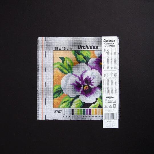 Wizardi Needlepoint Canvas for halfstitch Without Yarn Pansy 2757D Orchidea