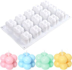 Konrisa 3D Bubble Candle Molds, 15 Cavity Cube Silicone Molds for Candles Making Soy Wax, Bubble Cake Molds for Baking Chocolate Dessert Cheesecake Mousse Cake Jelly Pudding