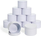 Tins With Lids, 3 Wicks Containers 12 Pack 14oz/420ml Seamless Bulk for Candle Making Supplies Wholesale Empty Jars - White