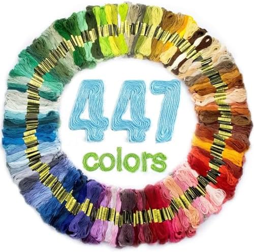 Maxee Embroidery Thread, 447 Colors Per Pack Embroidery Floss,8m Cross Stitch Threads,Friendship Bracelets Floss, Crafts Floss Rainbow Color with Free Embroidery Needles, Floss Bobbins