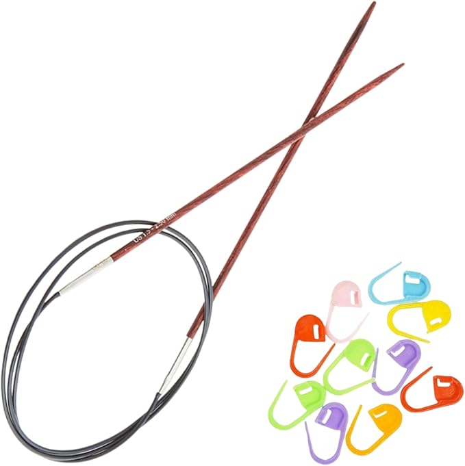 KnitPro Dreamz Circular Knitting Needles 47 inch, Size 1.5 (120cm, 2.50mm) with 10 Colorful Stitch Markers