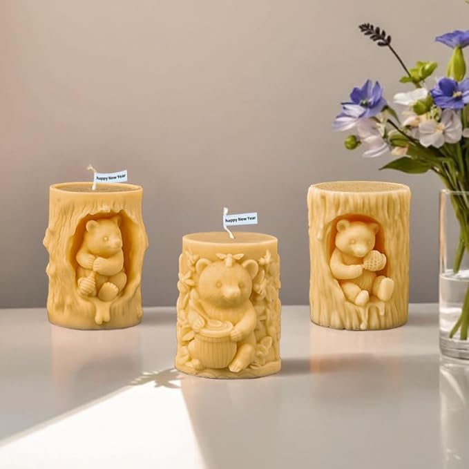Tree Bear Candle Mold - Animal & Bear Resin Casting Molds, Silicone Clay Jewelry Molds, Candle Making Craft Supplies