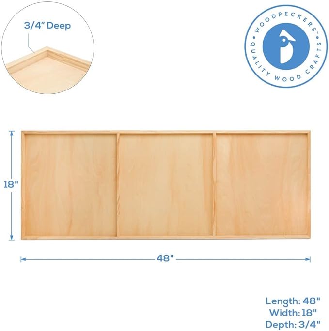 Painting Panel 18 x 48 x 1-1/2-inch, Pack of 5 Large Wood Canvas Boards for Painting, Blank Sign for Wall Art Sets, by Woodpeckers