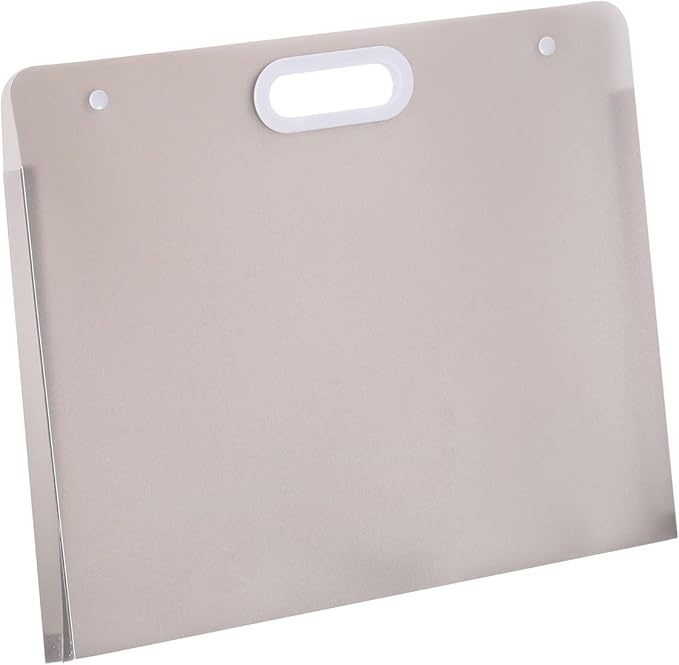 PATIKIL 17 x 14 Inch Plastic Art Portfolio, Large Art Storage Bag with Handles, Waterproof Folder Container for Artwork Drawing Sketch Poster Photography Diamond Painted, Clear Gray
