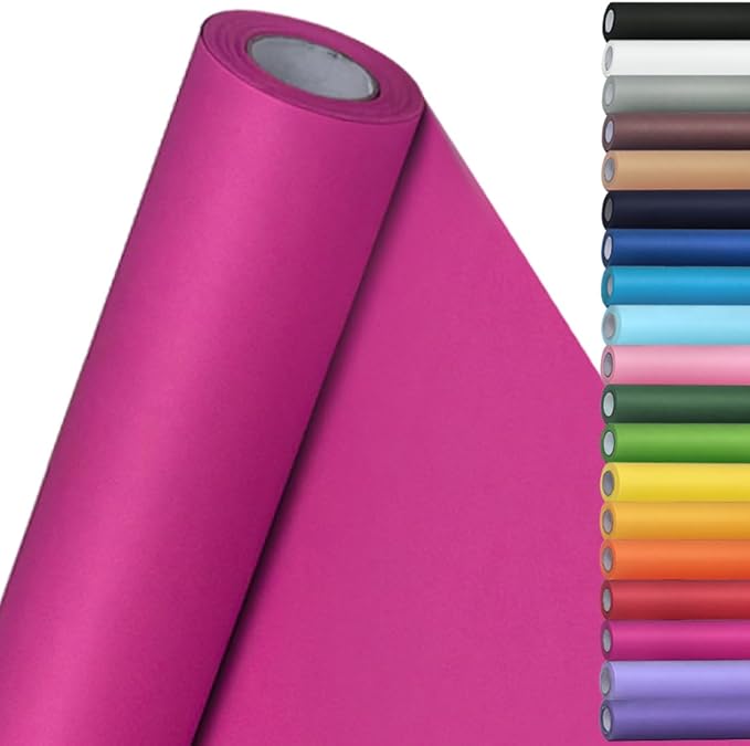 SMART&CASUAL 15" x 450" (37.5') Kraft Paper Roll for Art Craft Supplies Gift Wrapping Moving Packing Kids Painting Drawing Paint Easel Poster Chart Paper (Rose Red, 15" W x 450" L (37.5'))