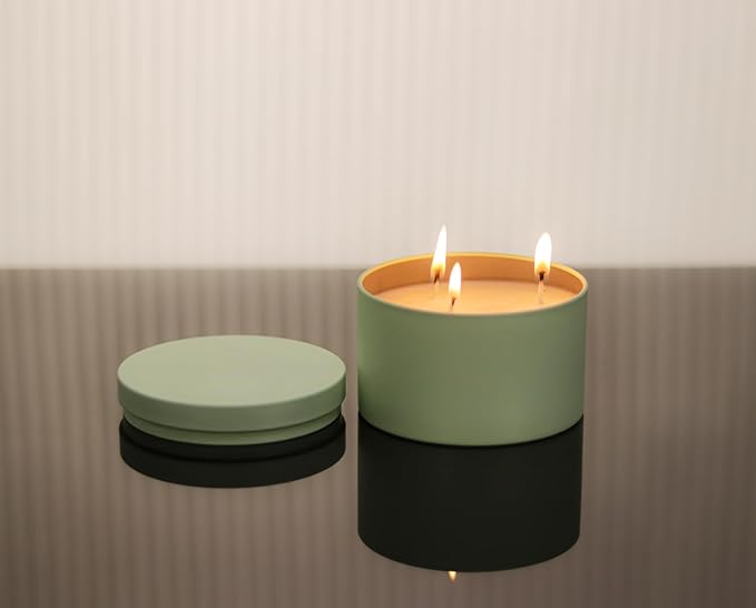 Candle Tins with Lids, 3 Wicks Candle Jars 14oz/420ml Candle Containers 12 Pack Seamless Bulk Candle Containers for Candle Making Supplies Wholesale Empty Candle Jars - Mint
