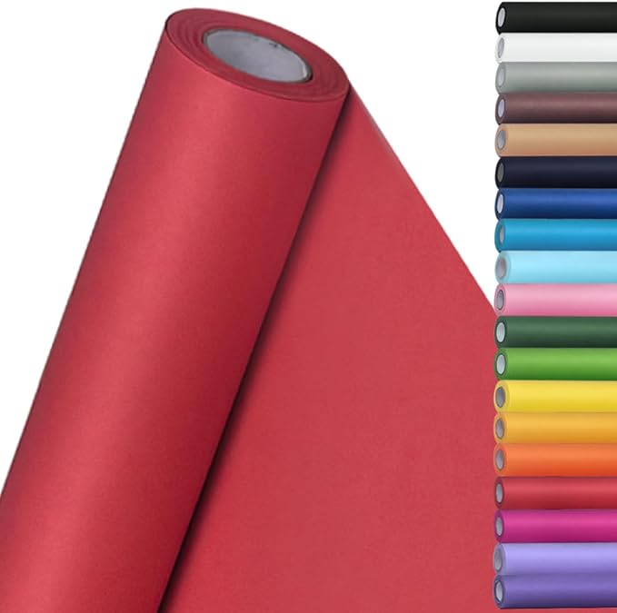 SMART&CASUAL 15" x 450" (37.5') Kraft Paper Roll for Art Craft Supplies Gift Wrapping Moving Packing Kids Painting Drawing Paint Easel Poster Chart Paper (Red, 15" W x 450" L (37.5'))