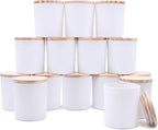8 OZ Thick Candle Jars for Making Candles 15 Pcs, White Empty Jars with Wood Lids for Candle Making, Sample Container,Matte White