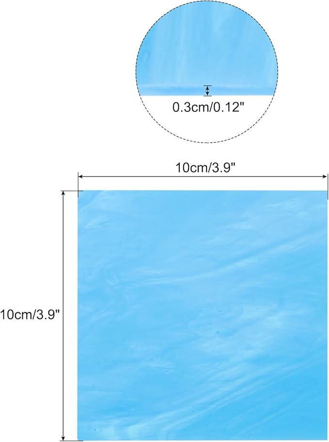 MECCANIXITY Stained Glass Sheet Mosaic Tile 3.9 Inch x 3.9 Inch Sapphire Blue Stained Glass Sheets for Crafts DIY, Art Project