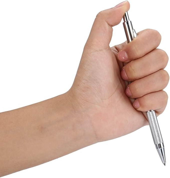 2-Color Glass Cutting Tool for Jewelry and Metal, Carbide Scriber Engraver Pen for Lettering and Engraving, Silver Version