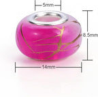 100 Pieces 14mm European Large Hole Spacer Beads Mix Color with Silver Brass Cores Assortments Charm Lampwork Beads Supplies for Necklace Bracelets Jewelry Making (Ｇolden Wire Jelly)