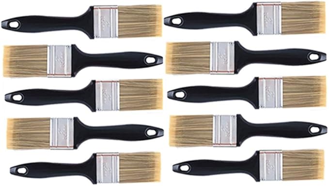 10 Pieces 2 Inch Paint Brush,Flat Paint Brushes Professional Paint Tools with Treated Plastic Handle for DIY Paint,Furniture,Fences,Deck,and Wall Trim