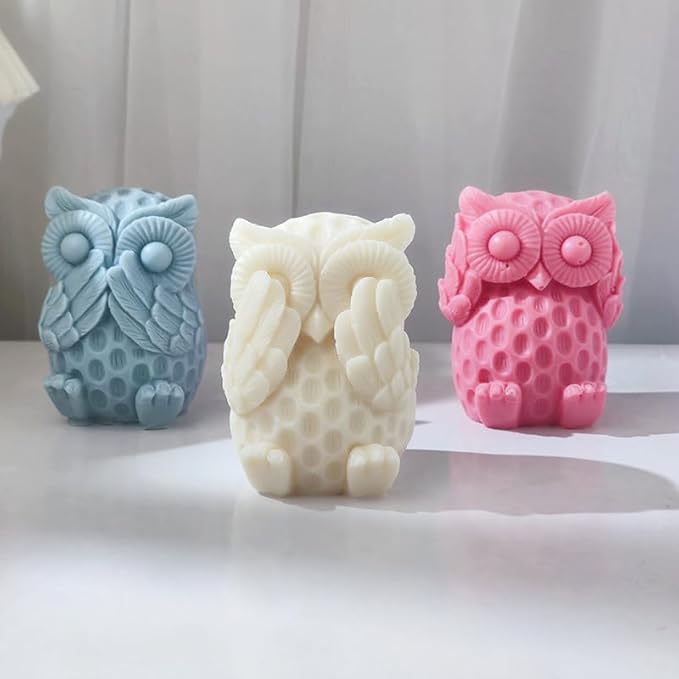 3D Owl Mold Nighthawk Molds Owl Candle - Resin Casting Silicone Molds for Home Decor & Candle Making Wave Spiral Mold