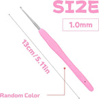 1.0 mm Crochet Hook, Ergonomic Handle for Arthritic Hands, Extra Long  Knitting Needles for Beginners and Crocheting Yarn (1.0 mm)