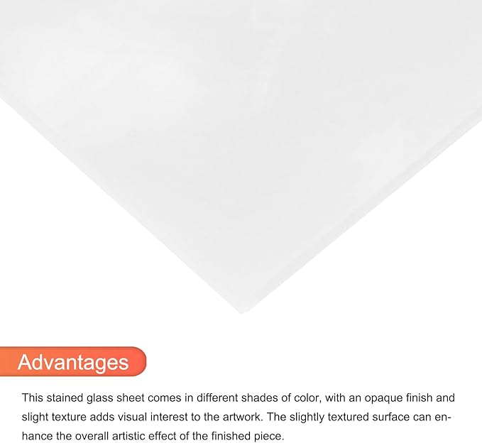 MECCANIXITY Stained Glass Sheet Mosaic Tile 7.9 Inch x 5.9 Inch Bright White Stained Glass Sheets for Crafts DIY, Art Project