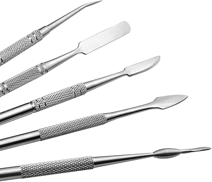 TOVOT 10PCS Stainless Steel Clay Sculpting Tools Metal Sculpting Tools Double-Side Clay Modeling Tools Wax Carving Tools (Silver)