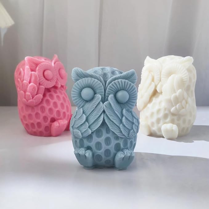 3D Owl Mold Nighthawk Molds Owl Candle - Resin Casting Silicone Molds for Home Decor & Candle Making Wave Spiral Mold