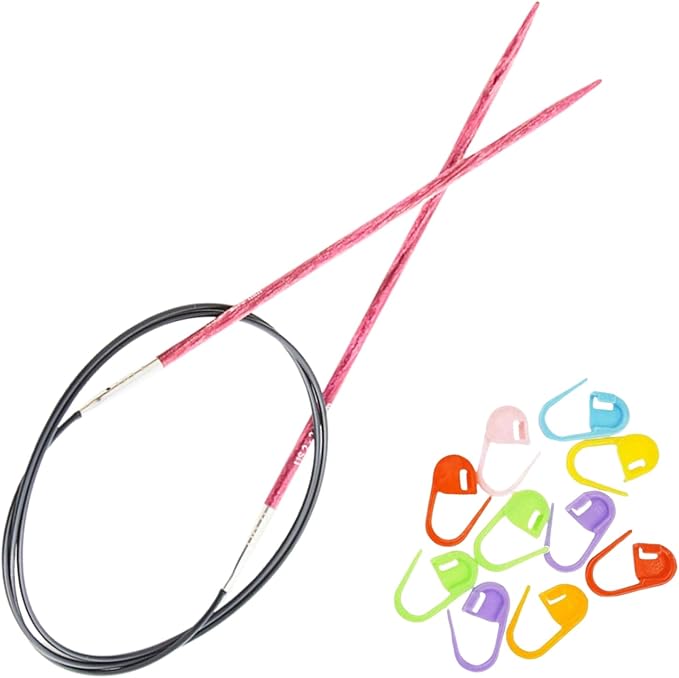 KnitPro Dreamz Circular Knitting Needles 24 inch, Size 2 (60cm, 2.75mm) with 10 Colorful Stitch Markers