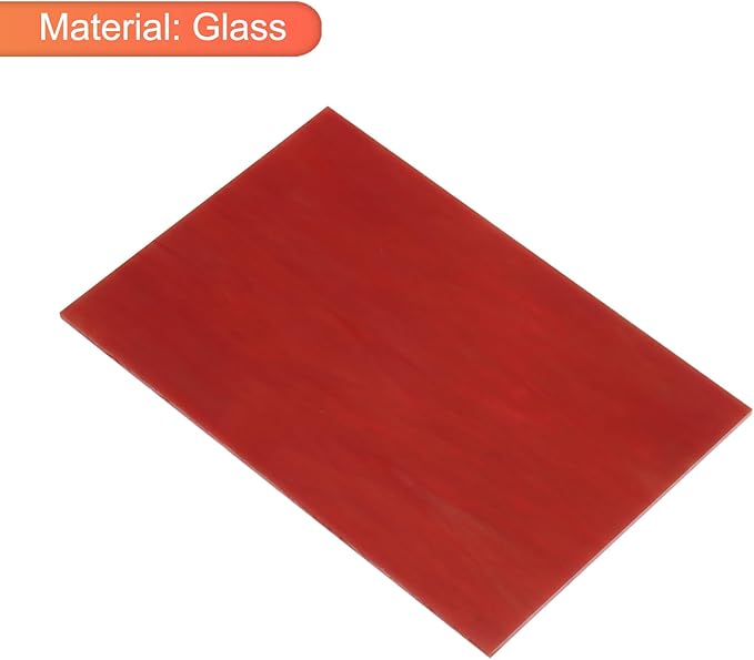 MECCANIXITY Stained Glass Sheet Mosaic Tile 7.9 Inch x 5.9 Inch Deep Red Stained Glass Sheets for Crafts DIY, Art Project