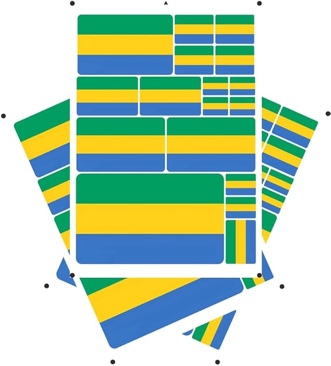 World Seven Continents Most Country Gabon Flag Stickers Different Sizes Sticker (Yellow Gabon)