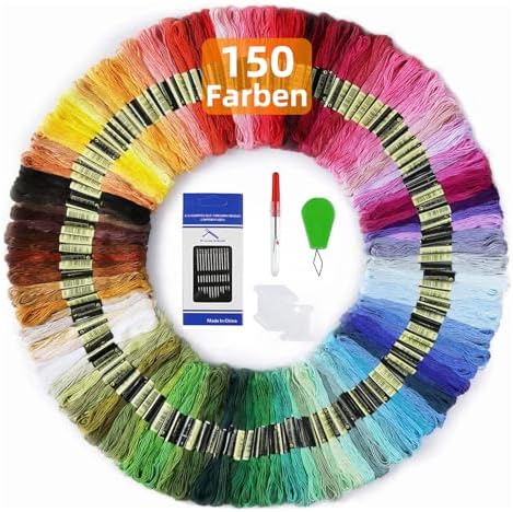 Maxee Embroidery Thread, 150 Colors Per Pack Embroidery Floss,8m Cross Stitch Threads,Friendship Bracelets Floss, Crafts Floss Rainbow Color with Free Embroidery Needles, Floss Bobbins