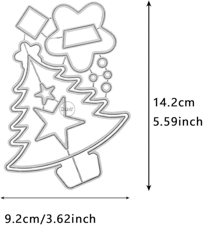 DzIxY Patchwork Christmas Tree Five Pointed Star Metal Cutting Dies for Card Making Kit Embossing Paper Die Cuts Set Scrapbook Stencils Supplies Machine Templates