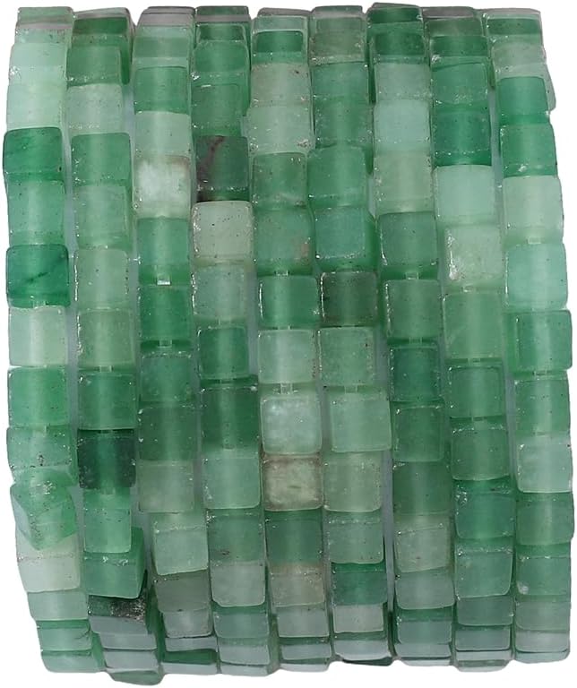 Natural Green Aventurine Square Stone Beads 4x4mm 85pcs Cube Loose Semi Gemstone Beads for Jewelry Making Design