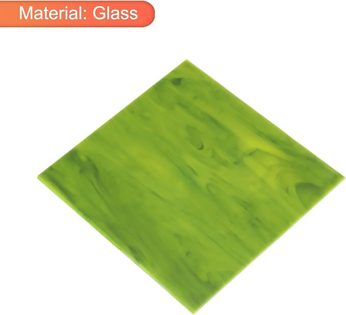 MECCANIXITY Stained Glass Sheet Mosaic Tile 3.9 Inch x 3.9 Inch Green Stained Glass Sheets for Crafts DIY, Art Project