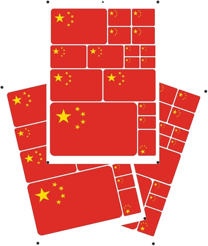 World Seven Continents Most Country China Flag Stickers Different Sizes Sticker (Red China)