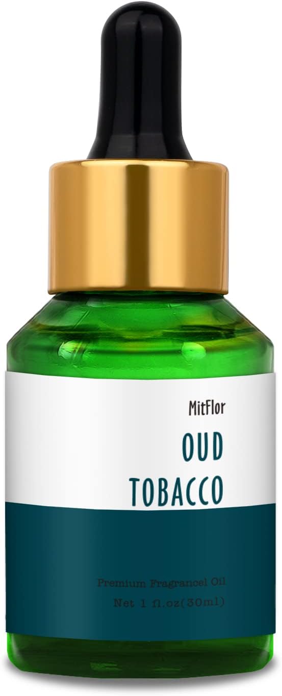 Oud Tobacco Fragrance Oil, MitFlor Single Scented Oil, Large Size Premium Grade Fragrance Oil for Soap & Candle Making, Aromatherapy Oil, Men & Woody Scent for Home Fragrance, 30ml