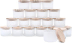 SHOWIN Thick Candle Jars for Making Candles 20 Pcs, 4 OZ Empty Jars with Wood Lids for Candle Making, Sample Container, Frosted White