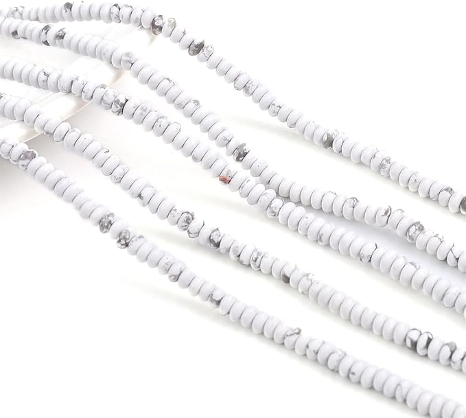 Natural White Howlite Spacer Beads Caps Rondelle Disk Loose Beads for Beading Jewelry Making 4mmx2mm 38cm