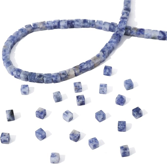 Natural Blue Sodalite Square Stone Beads 4x4mm 85pcs Cube Loose Semi Gemstone Beads for Jewelry Making Design